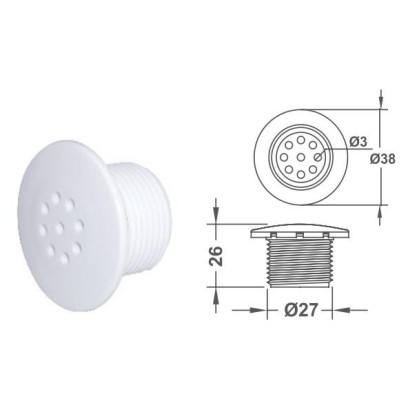 EM2211 Round Floor Bubble 9 holes Flow Rate (L/min) 5.7 Connection 3/4" Emaux