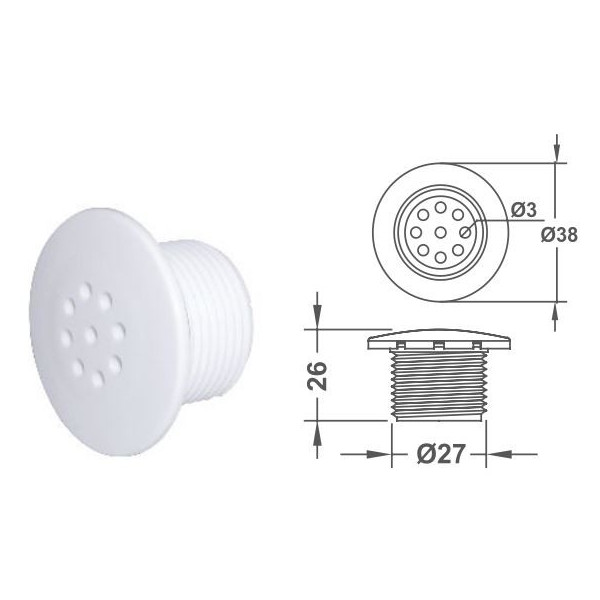 EM2211 Round Floor Bubble 9 holes Flow Rate (L/min) 5.7 Connection 3/4" Emaux