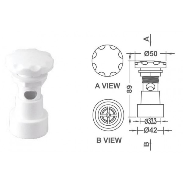 EM1834 Air Valve Control Connection 1" Colour White Emaux