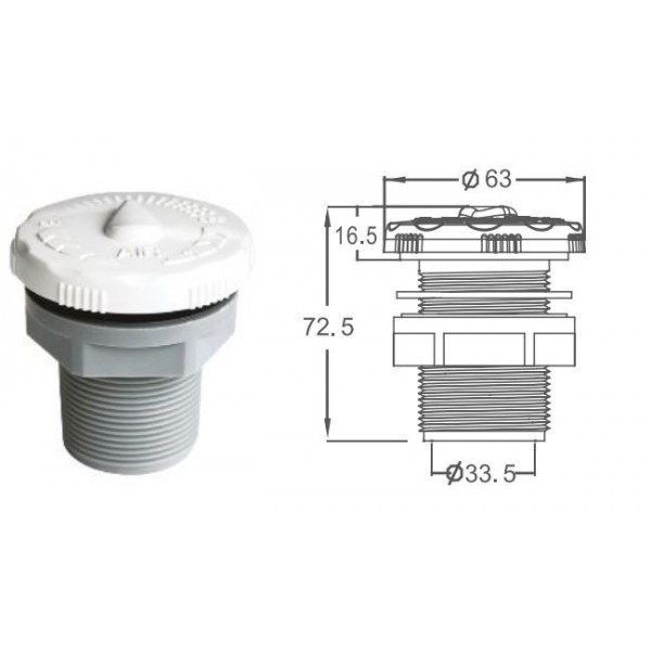 EM1835 Standard Air Valve Control Connection 1.5" Emaux