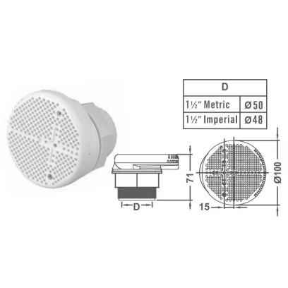 EM3811 Suction Drain Lock Nut Connection1.5" Emaux