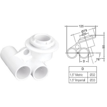 EM1138 Ф25mm Air & Ф25mm Water Tee Body Colour White Emaux